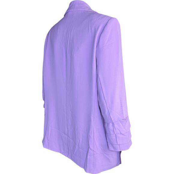 nicole by Nicole Miller Stretch Crepe Blazer with Ruched Sleeves Liliac Small - Picture 4 of 13